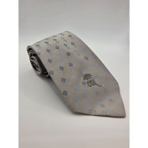 Vintage Countess Mara New York Silk Tie Gray Tie Embroidered Crest Goldwaters AZ
